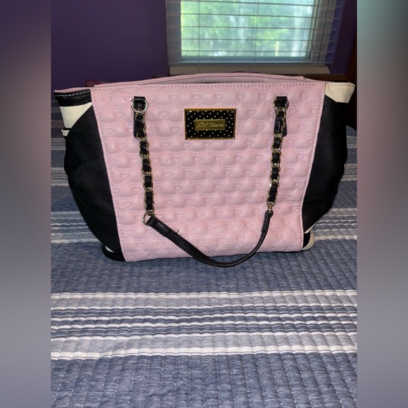 Betsey Johnson Handbags - Betsey Johnson Black and Pink tote bag